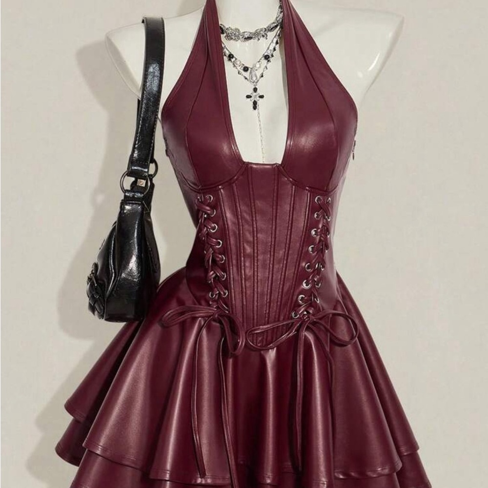 Burgundy Halter Dress